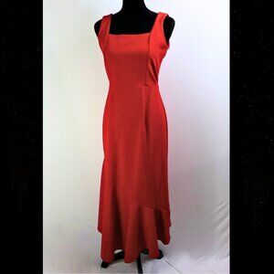 Sharagano Red Cocktail Dress Square Neck V back Sleeveless 8 Holiday Evening